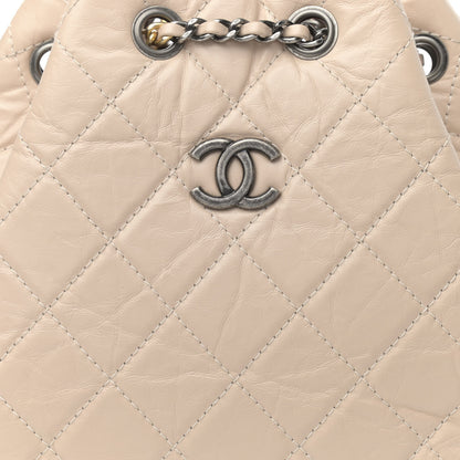 Chanel Aged Calfskin Quilted Small Gabrielle Backpack Beige Black 8 of 10