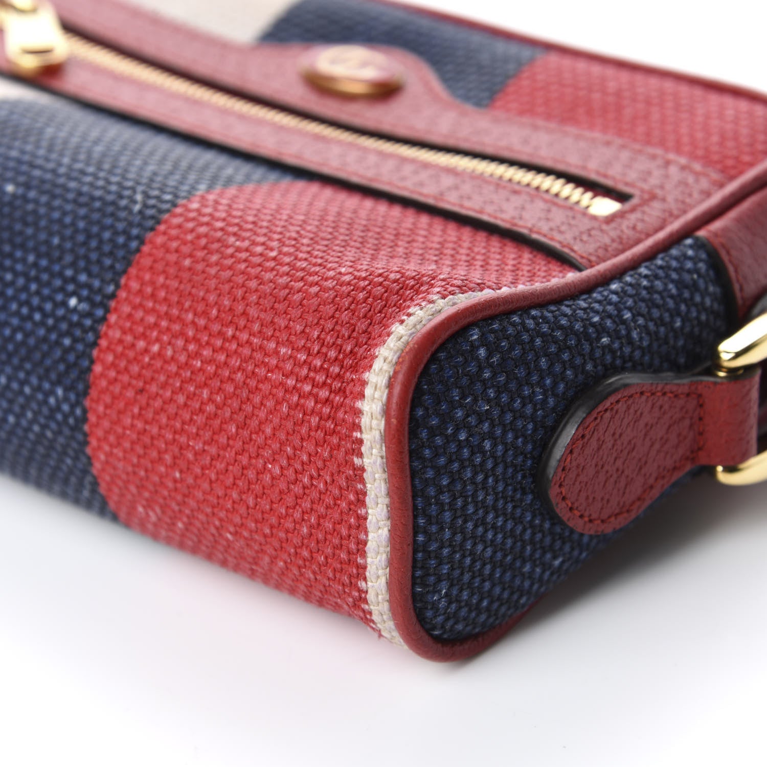 Gucci Canvas Sylvie Stripe Mini Ophidia Camera Bag Mystic White Hibiscus Red Maritime 6 of 9
