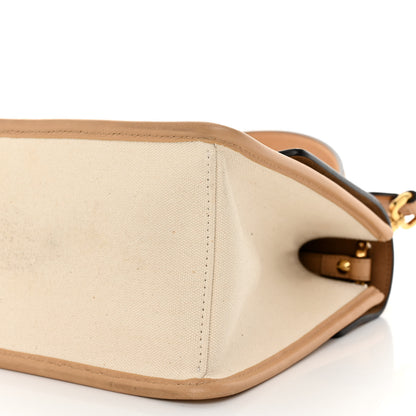 Fendi Vitello Cristallo Nature Canvas FF 1974 Embossed Kan U Shoulder Bag Makeup Grezzo 11 of 13