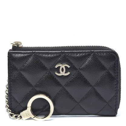 Chanel Caviar Quilted Zipped Key Holder Case Black 1 of 9