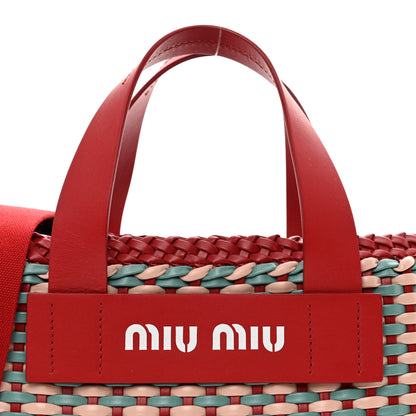 Miu Miu Nappa Matelasse Wicker Basket Bag Red Multicolor 5 of 10