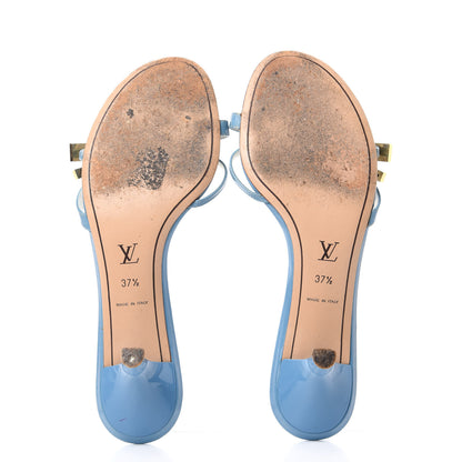 Louis Vuitton Patent Strappy Bow Sandals 37.5 Blue 6 of 10