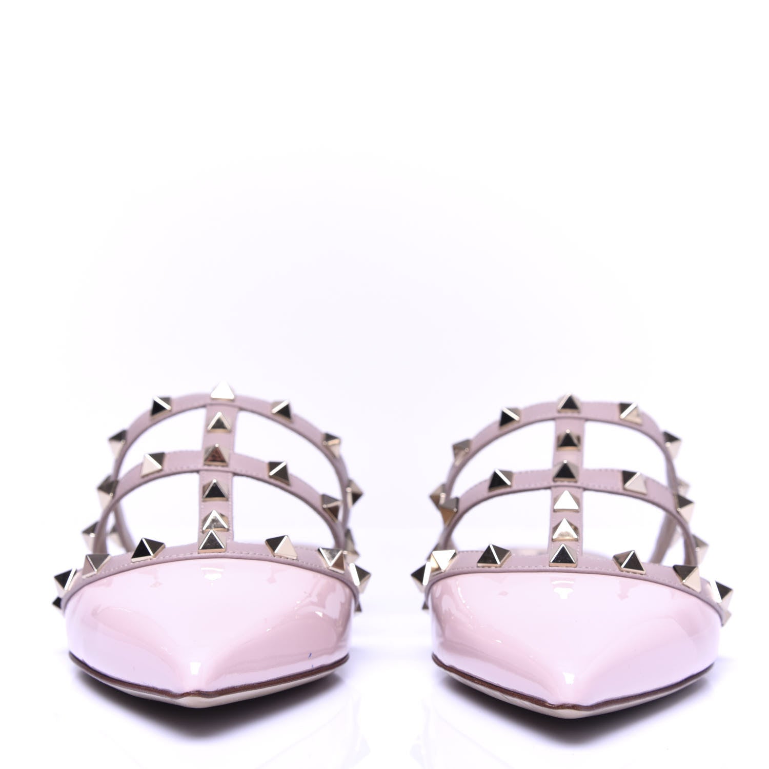 Valentino Garavani Patent Nappa Rockstud Flat Cage Mules 38 Rose Quartz Poudre 2 of 11
