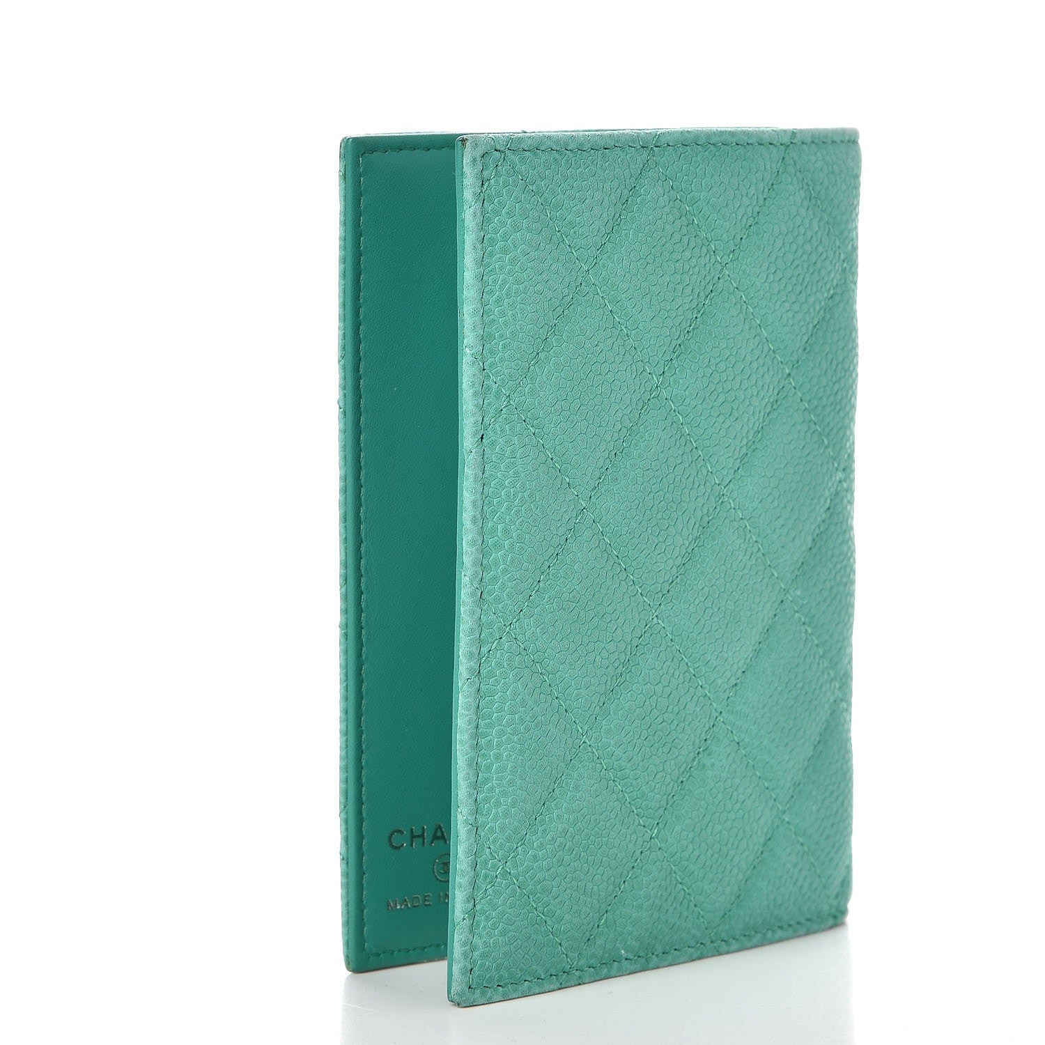 Chanel Iridescent Caviar Quilted Passport Holder Light Green 3 of 8