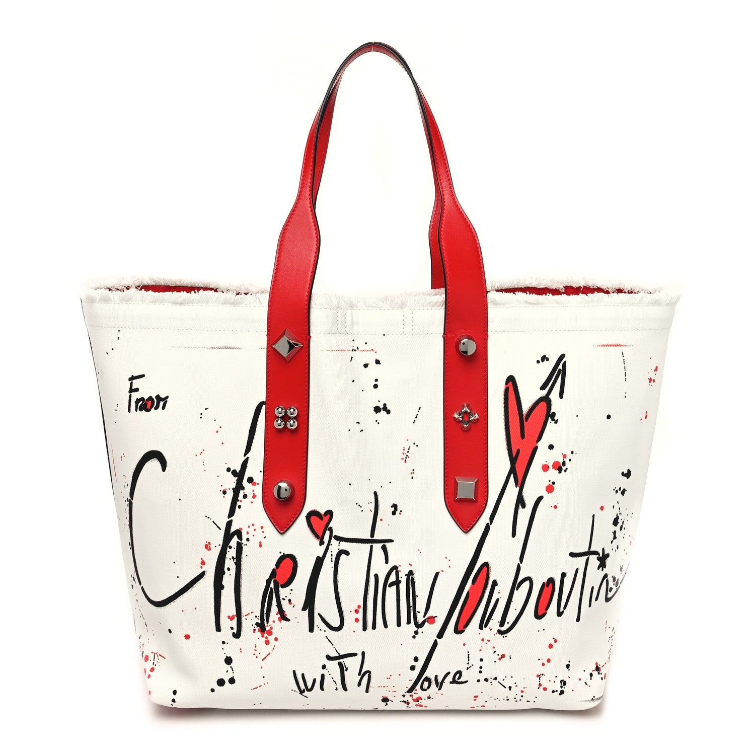 Christian Louboutin Canvas Frangibus Tote White Multicolor 1 of 10