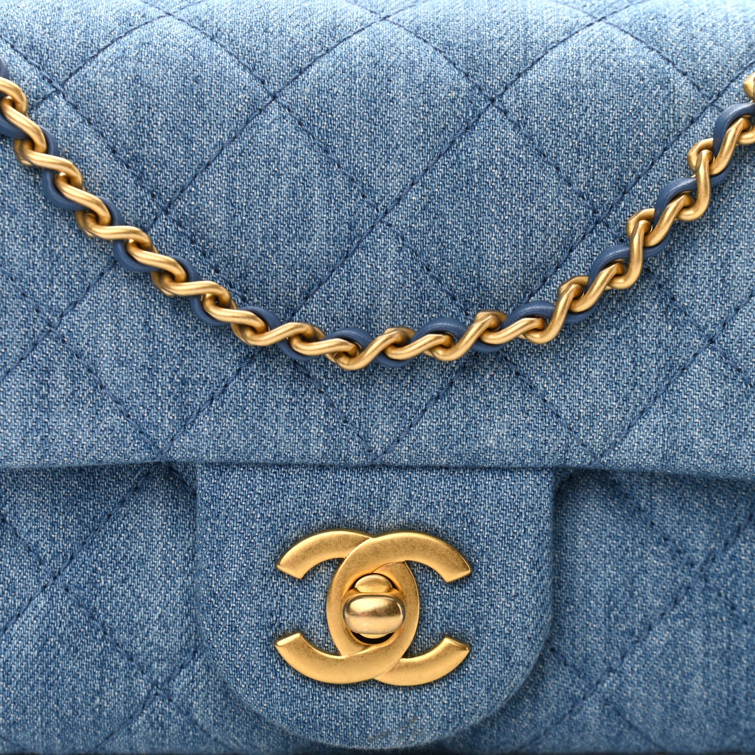 Chanel Denim Quilted Mini Pearl Crush Rectangular Flap Blue 8 of 11