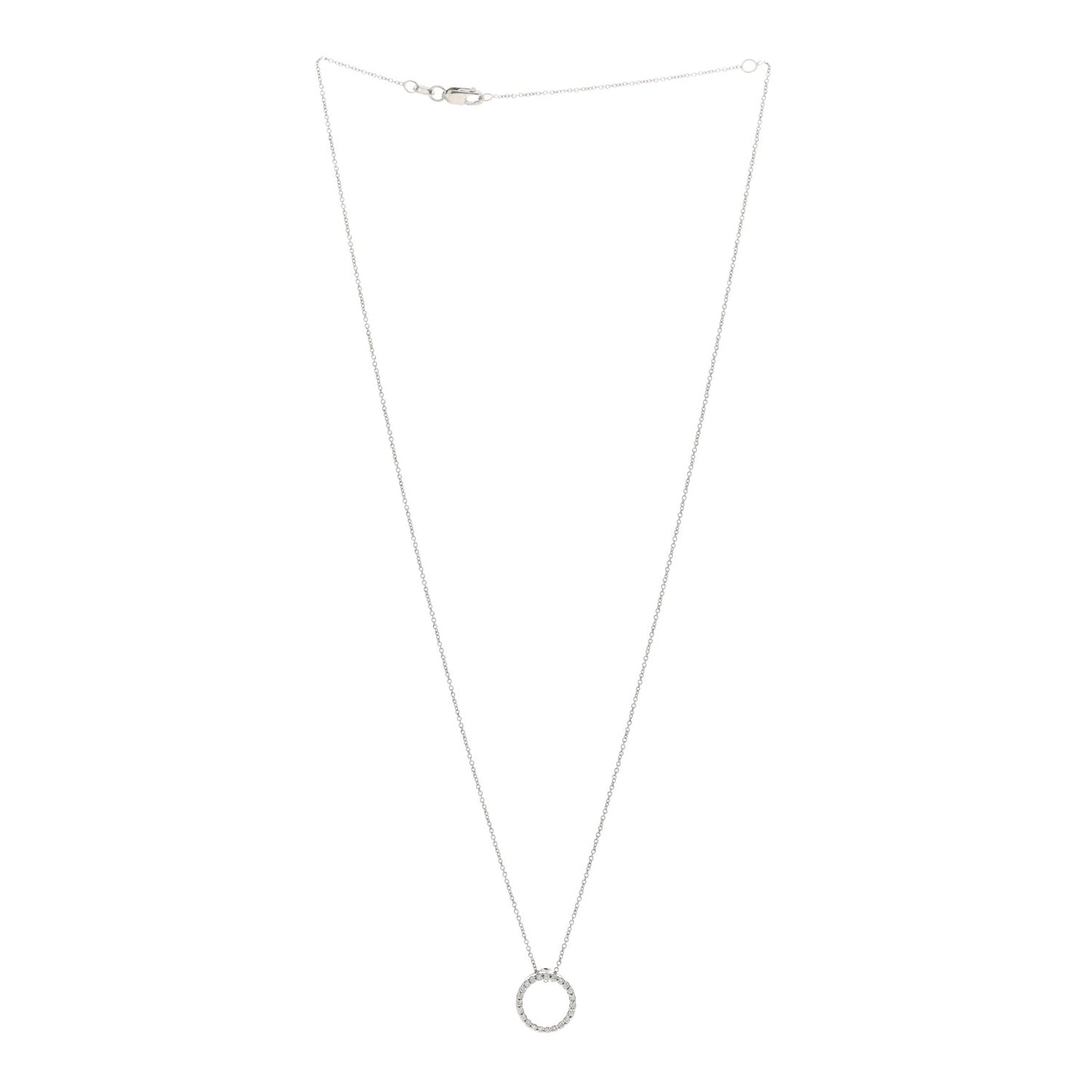 18K White Gold Diamond Small Tiny Treasures Circle Pendant Necklace