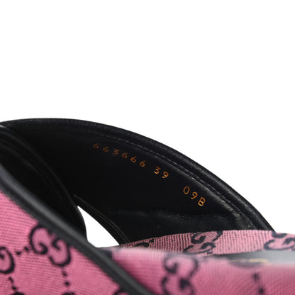 Gucci Monogram Multicolor Criss Cross Platform Slide Sandals 39 Pink Blue 8 of 9