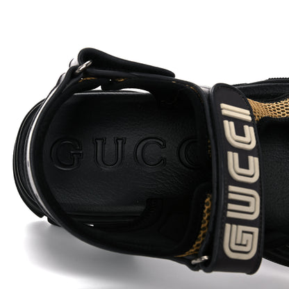 Gucci X SEGA Nappa Mesh Mens Aguru Sandals 9 Loess Black 6 of 10