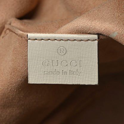 Gucci Monogram Textured Calfskin Horsebit 1955 Drawstring Bucket Bag Beige Mystic White 7 of 13