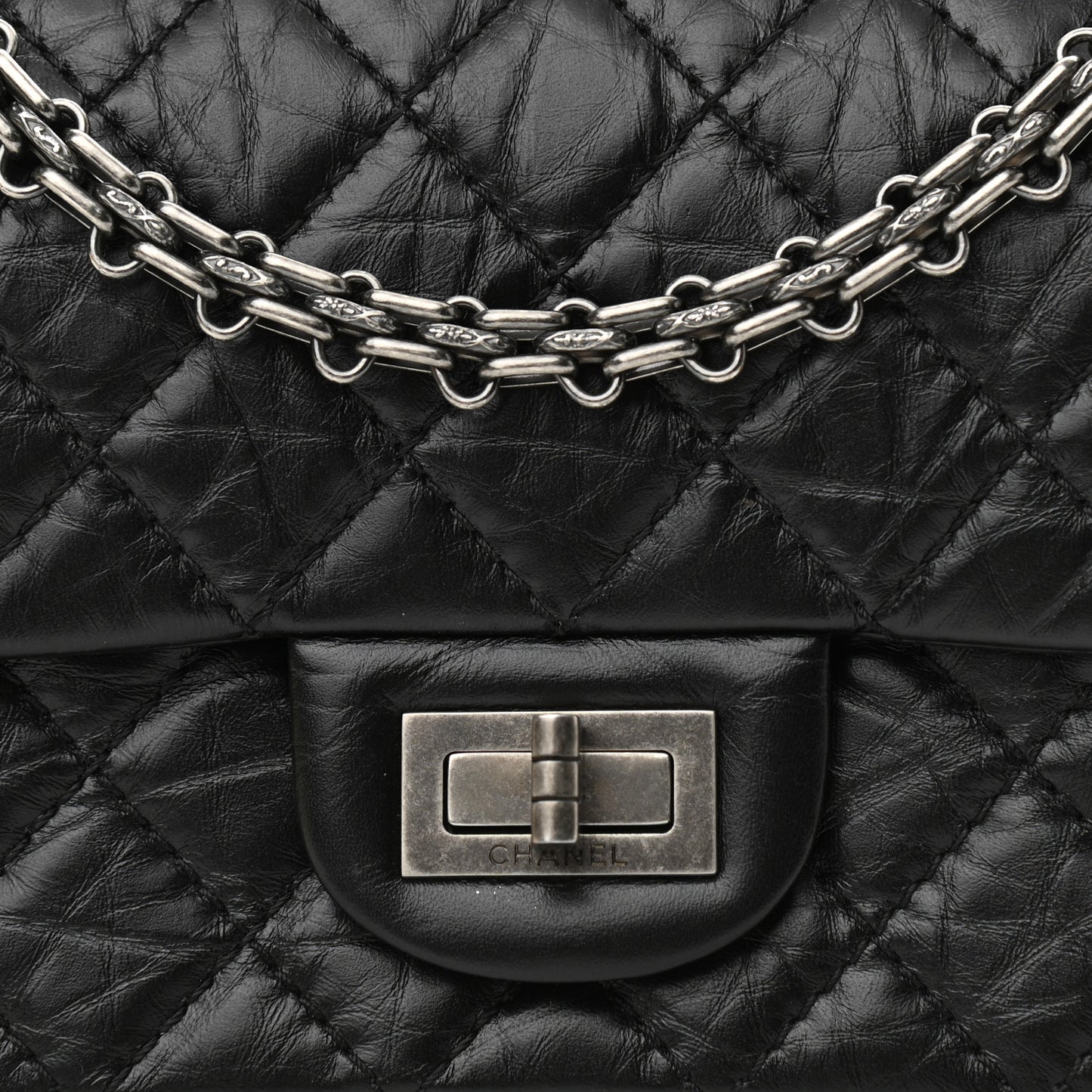 Aged Calfskin Quilted 2.55 Reissue Mini Flap Black