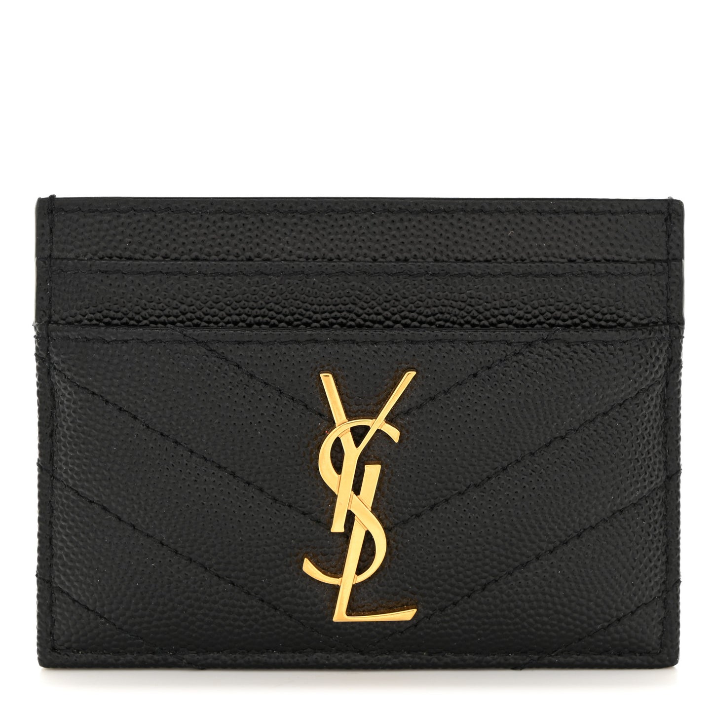 Grain De Poudre Matelasse Chevron Monogram Credit Card Case Black
