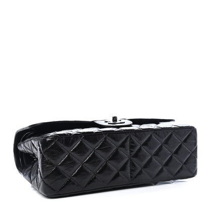 Chanel Shiny Distressed Calfskin Quilted Jumbo Double Flap So Black 3 of 4