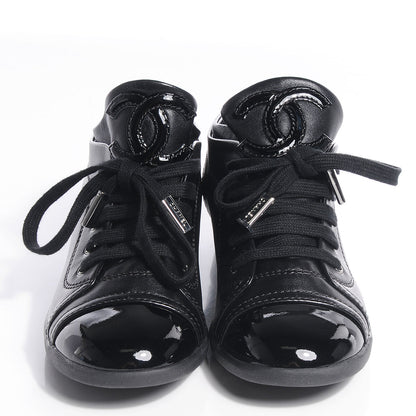 Chanel Lambskin Patent Cap Toe CC Sneakers 35 Black 2 of 6