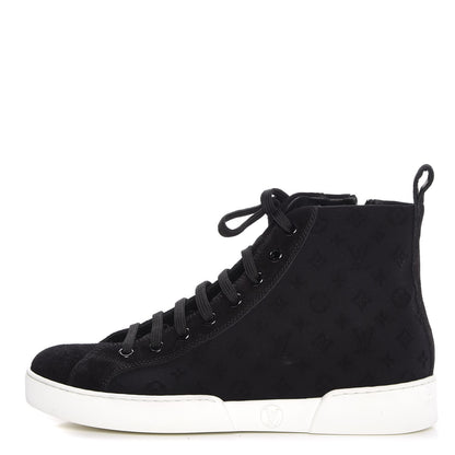 Louis Vuitton Neoprene Suede Embossed Monogram Stellar High Top Sneakers 35.5 Black 1 of 15