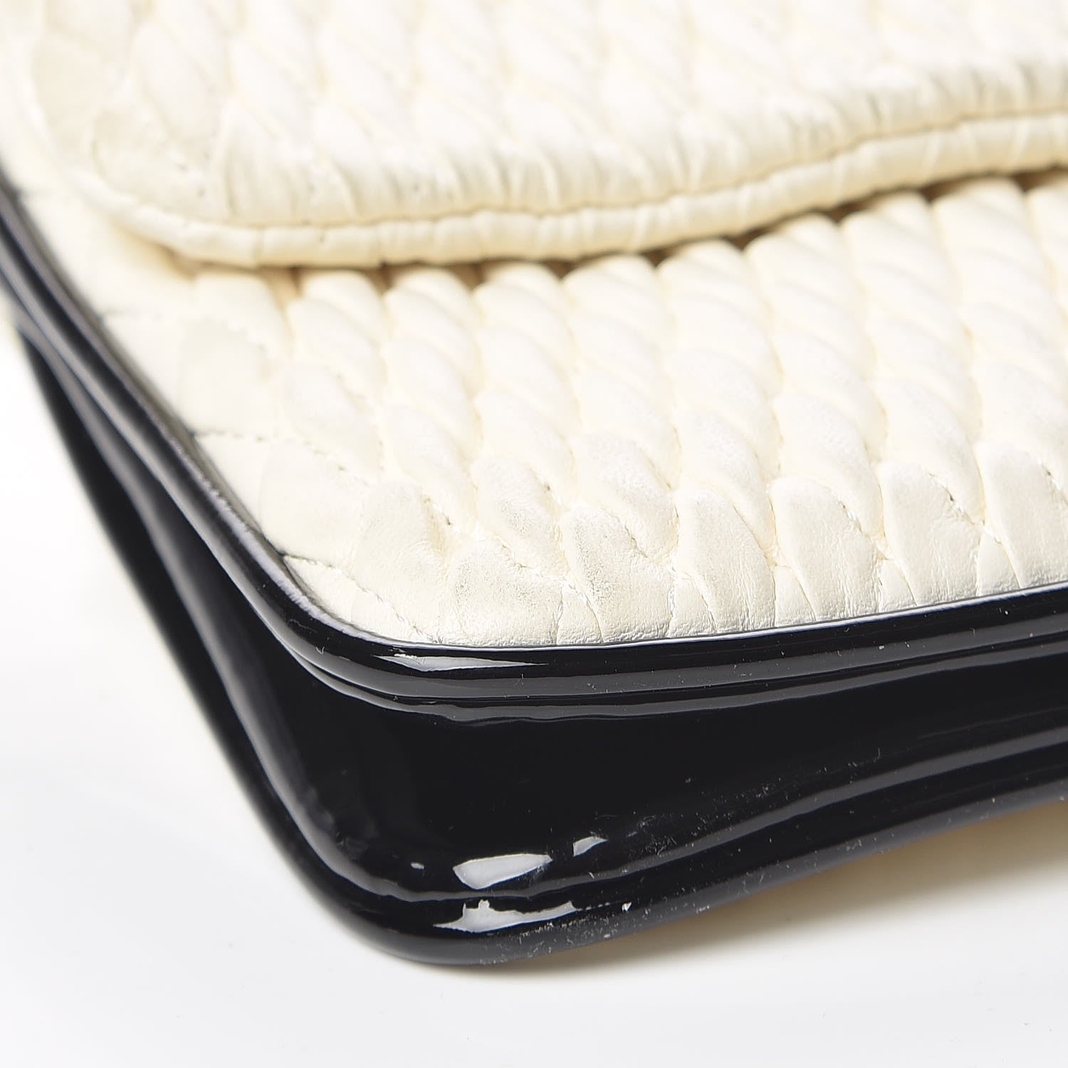 Chanel Vinyl Lambskin Quilted Shoulder Flap Beige Black 5 of 16