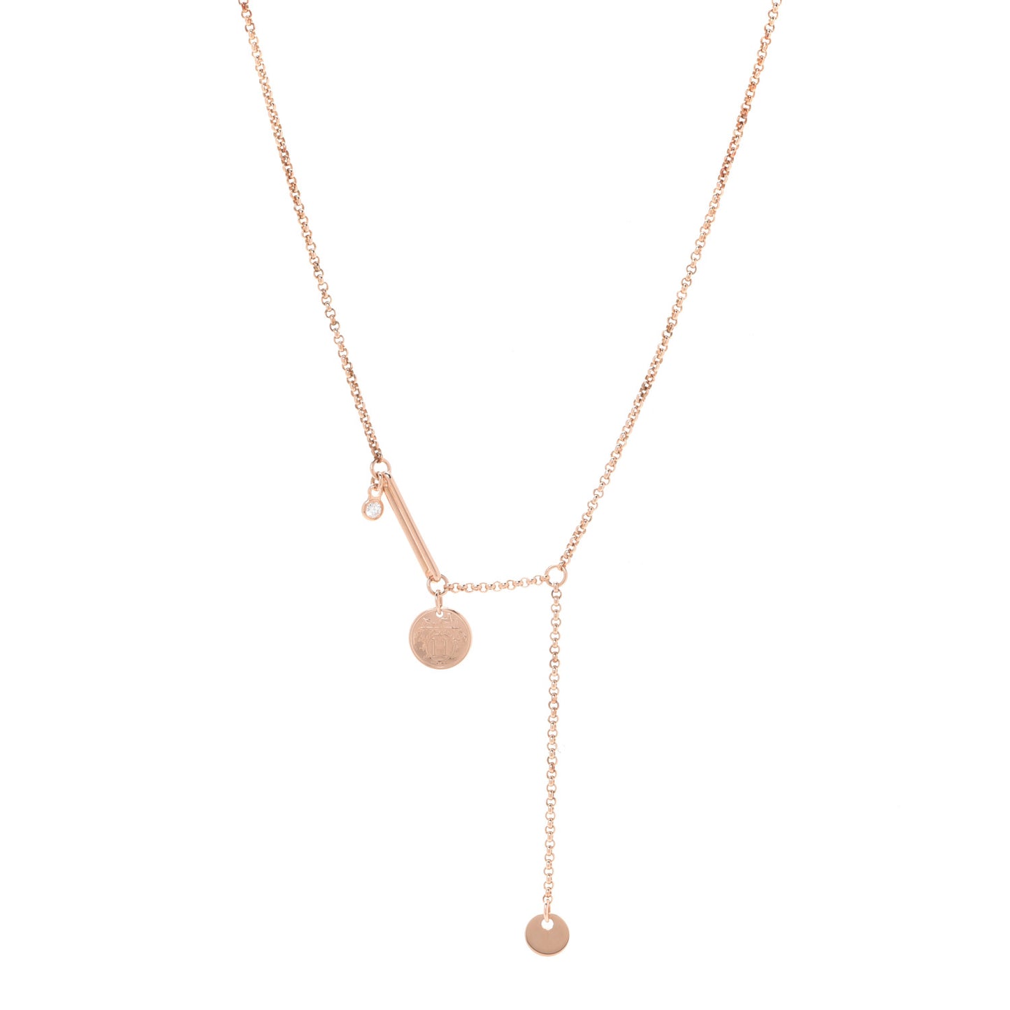 18K Rose Gold Diamond TPM Ex-Libris Pendant Necklace