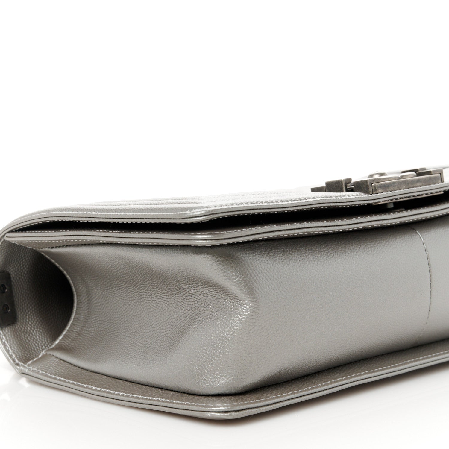 Chanel Metallic Caviar Quilted Medium Boy Flap Silver 9 of 10