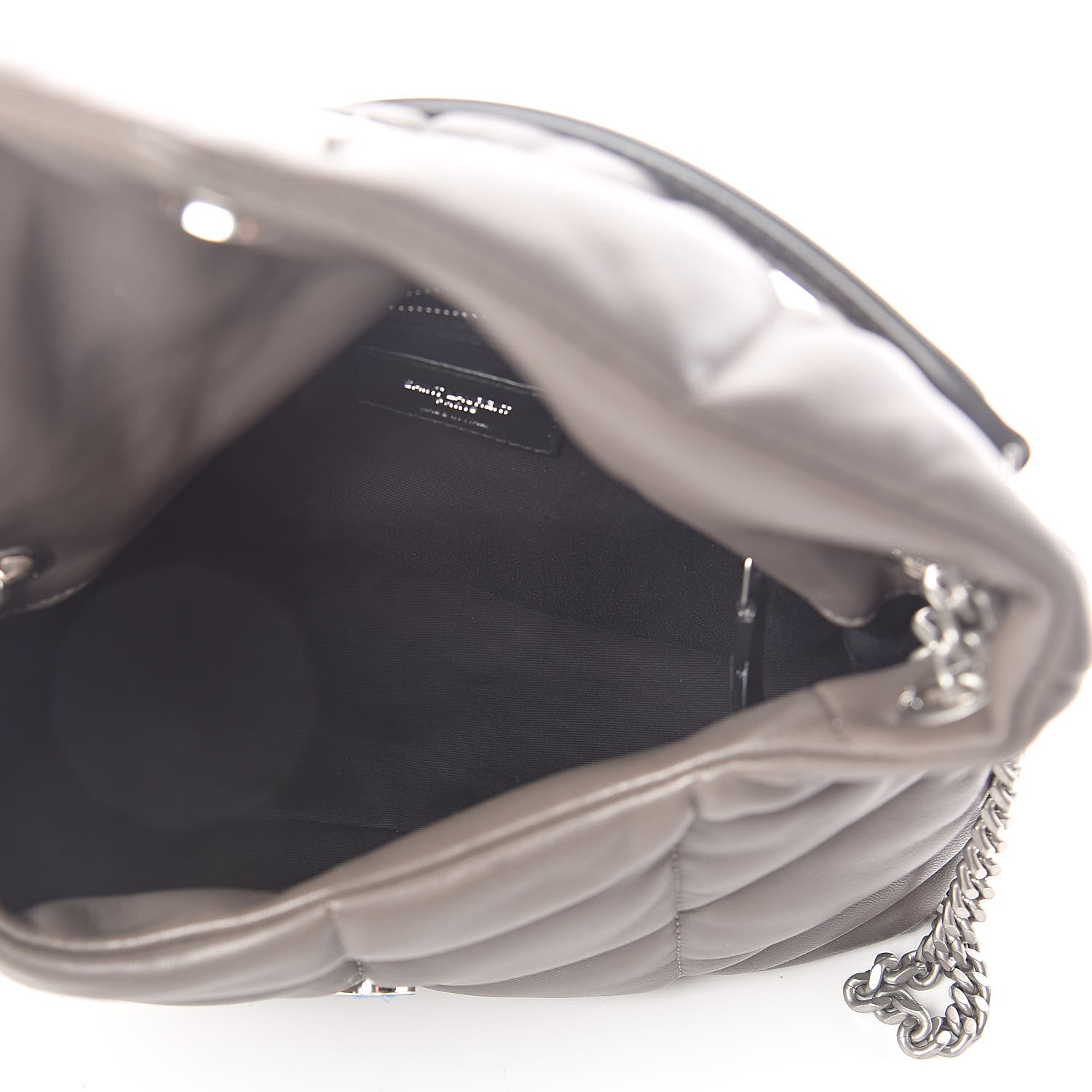 Saint Laurent Lambskin Quilted Small Loulou Puffer Monogram Chain Satchel Concrete 5 of 9