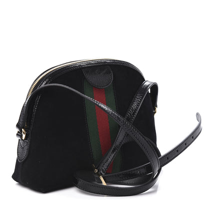 Gucci Suede Patent Web GG Small Ophidia Dome Shoulder Bag Black 3 of 10