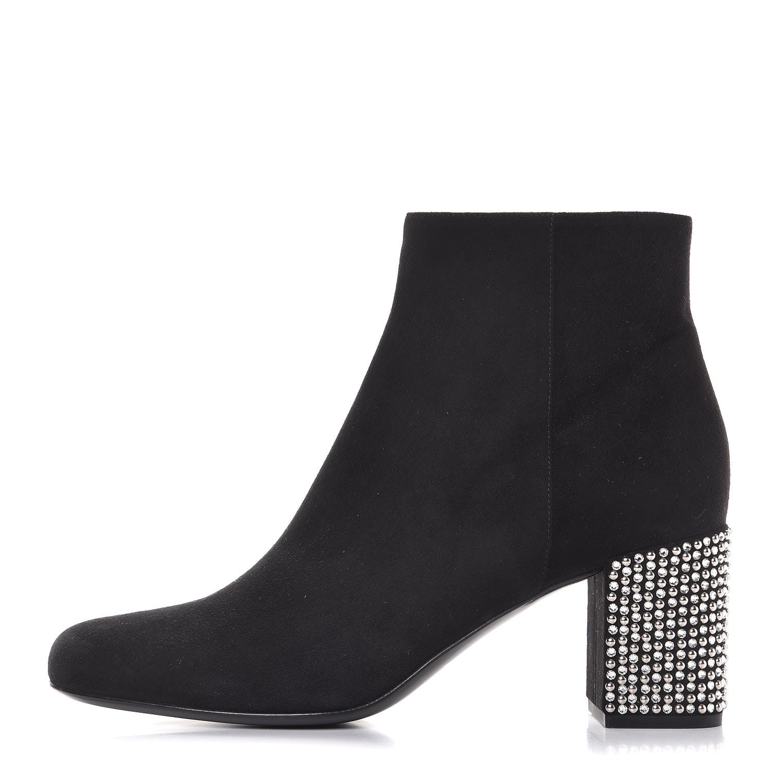 Saint Laurent Suede Crystal Studded Babies 70 Ankle Boots 38.5 Black 1 of 10