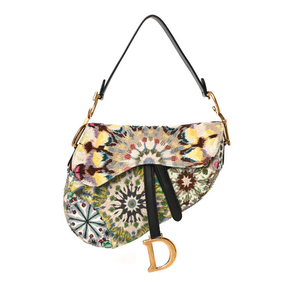 Christian Dior Canvas Embroidered Kaleidiorscopic Saddle Bag Multicolor 1 of 12