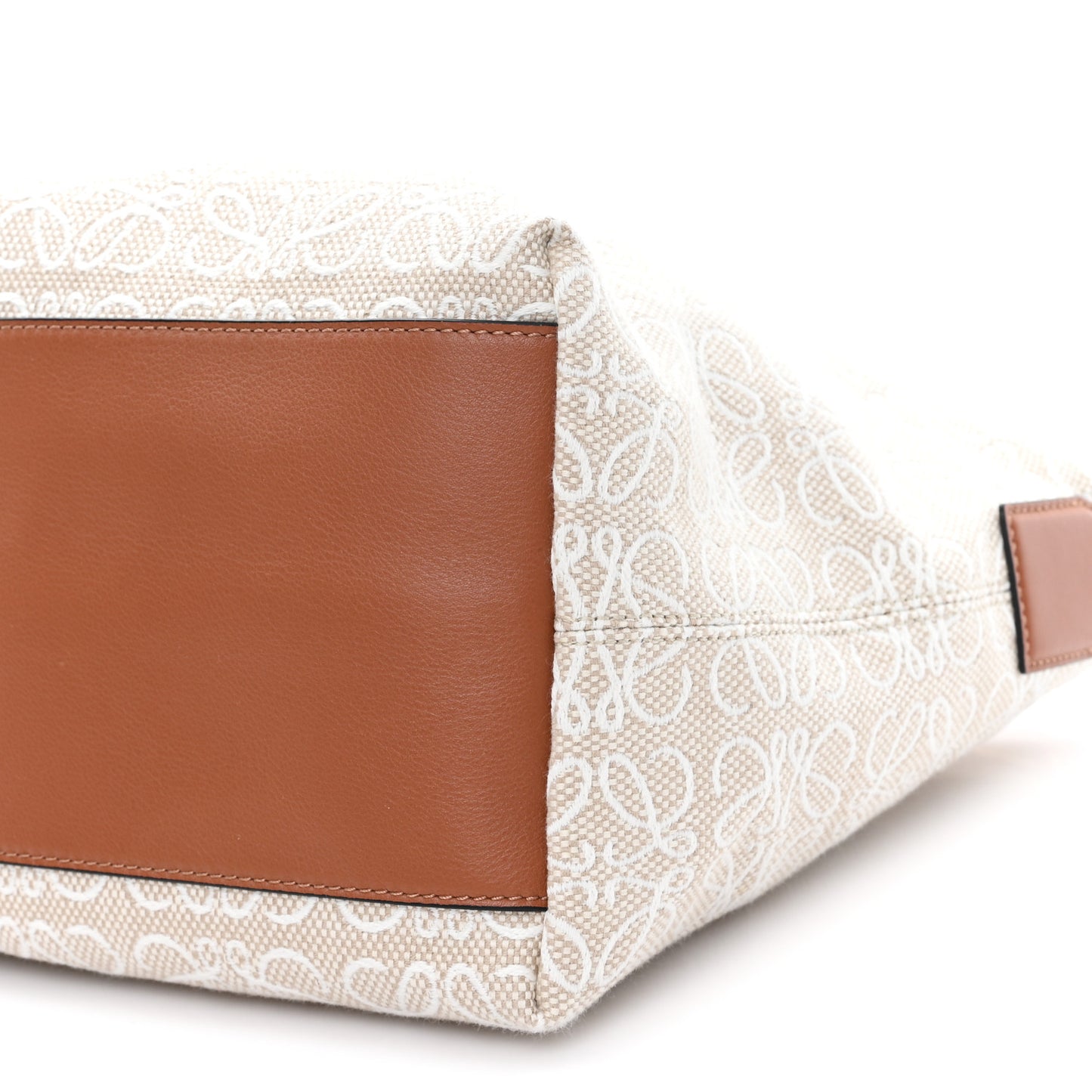 Jacquard Anagram Calfskin Medium Cubi Bag Ecru Tan