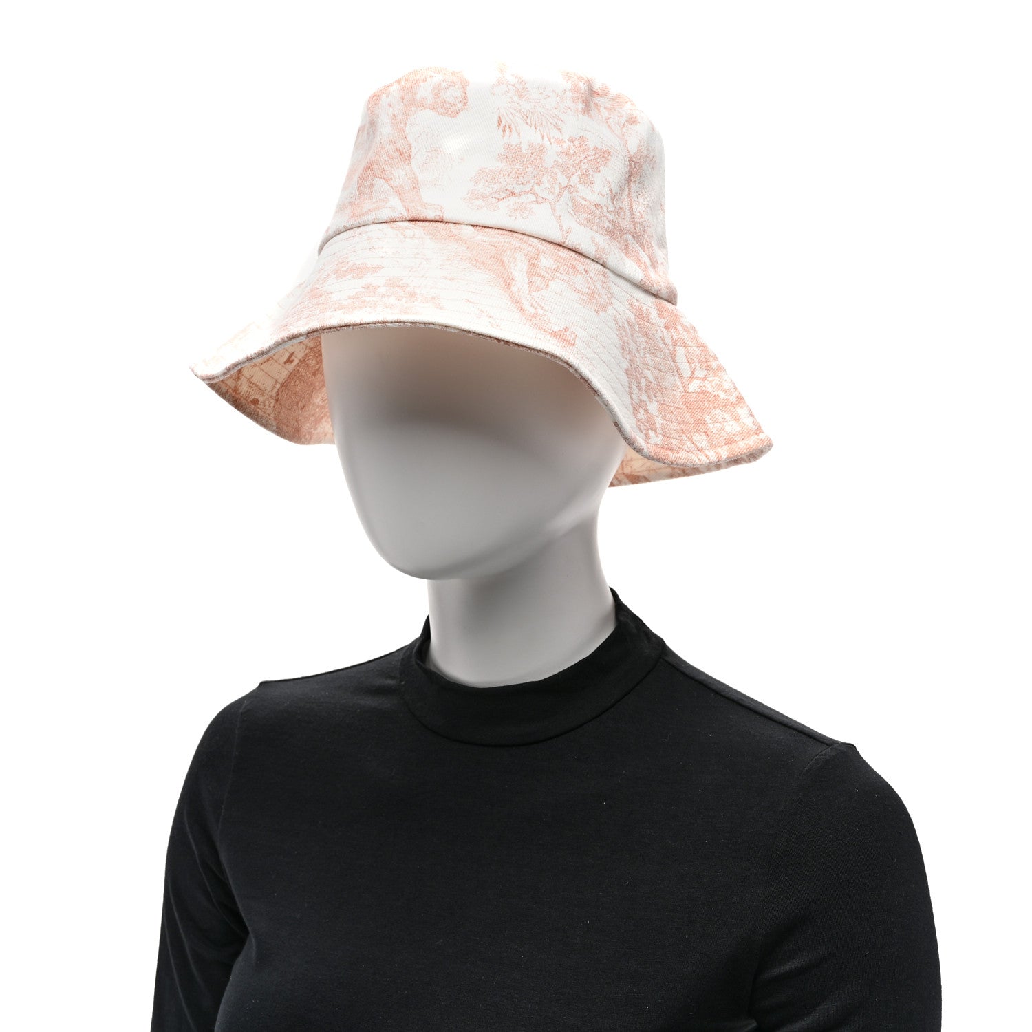 Christian Dior Cotton Dioriviera Toile De Jouy Bob Brim Bucket Hat 57 Rose 2 of 8