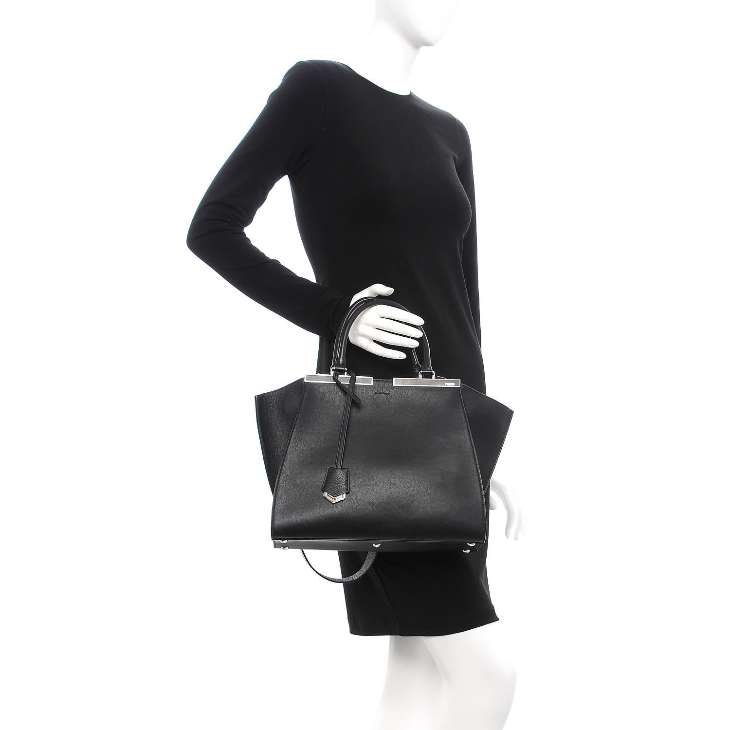 Fendi Vitello Dolce Shiny Nappa Petite 3Jours Tote Black 3 of 8