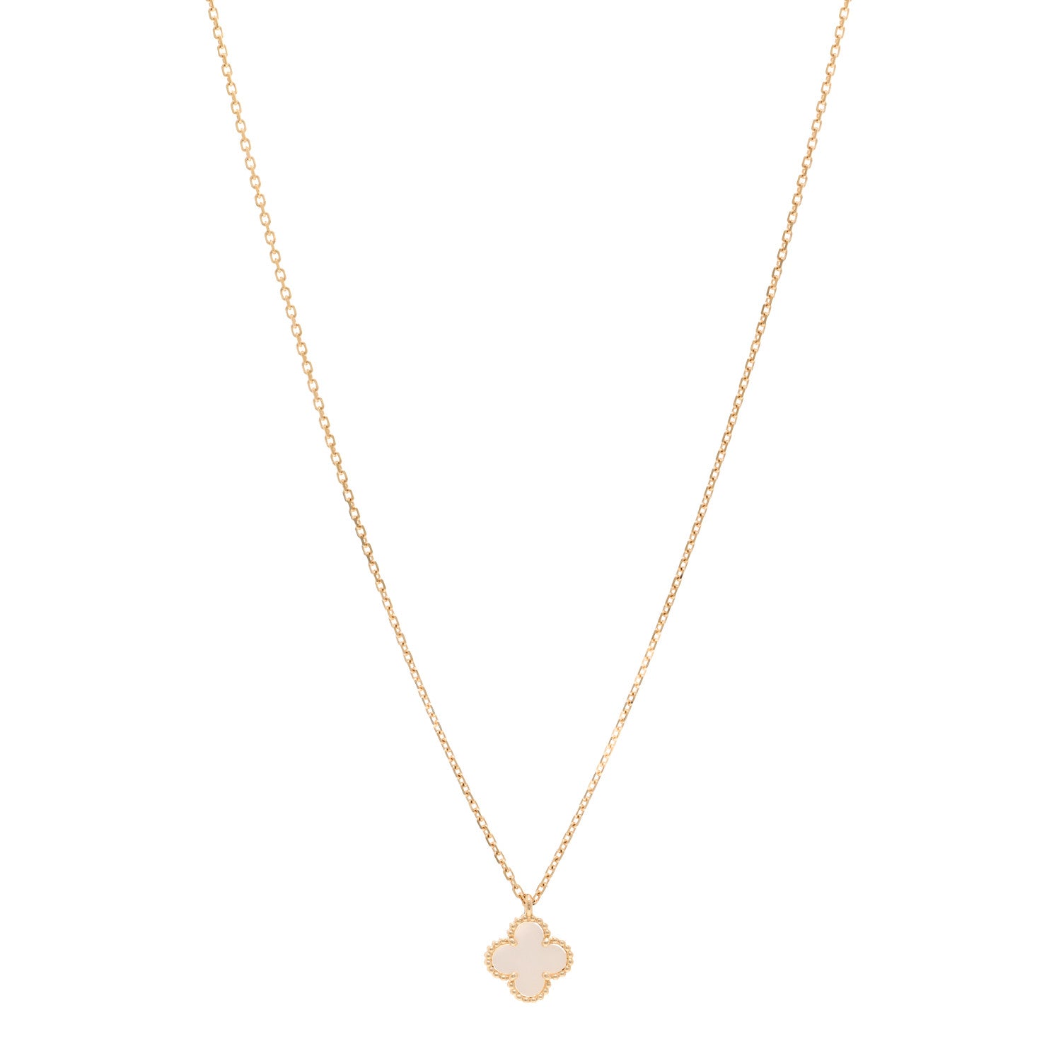 Van Cleef & Arpels 18K Yellow Gold Mother of Pearl Sweet Alhambra Pendant Necklace 1 of 5