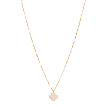Van Cleef & Arpels 18K Yellow Gold Mother of Pearl Sweet Alhambra Pendant Necklace 1 of 5