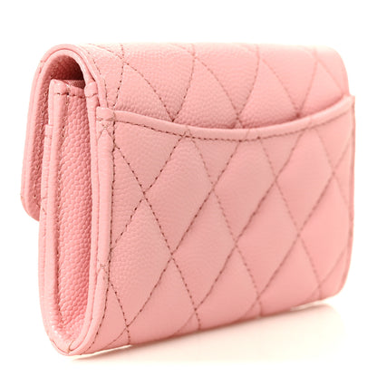 Chanel Caviar Quilted Flap Card Holder Wallet Pink 3 of 10