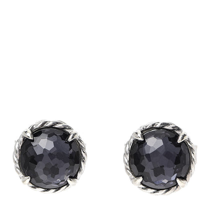 David Yurman Sterling Silver Black Orchid 8mm Chatelaine Earrings 1 of 4