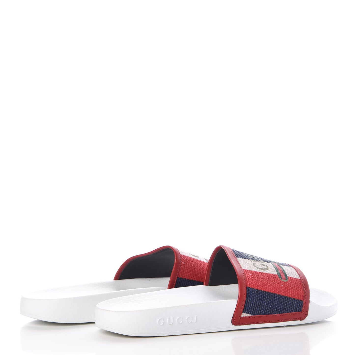 Canvas Sylvie Stripe Logo Pursuit Slide Sandals 40 Mystic White Hibiscus Red Maritime