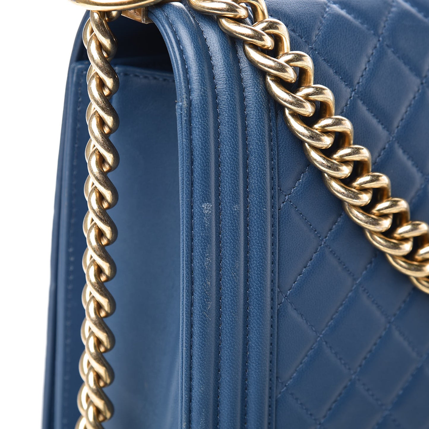Lambskin Quilted New Medium Boy Flap Blue
