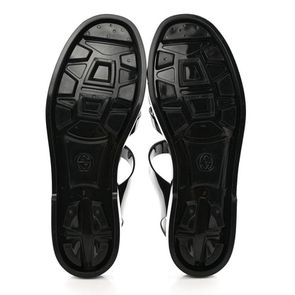 Gucci Shiny Rubber Mens Double G Buckle Strap Sandals 9 Black 5 of 8