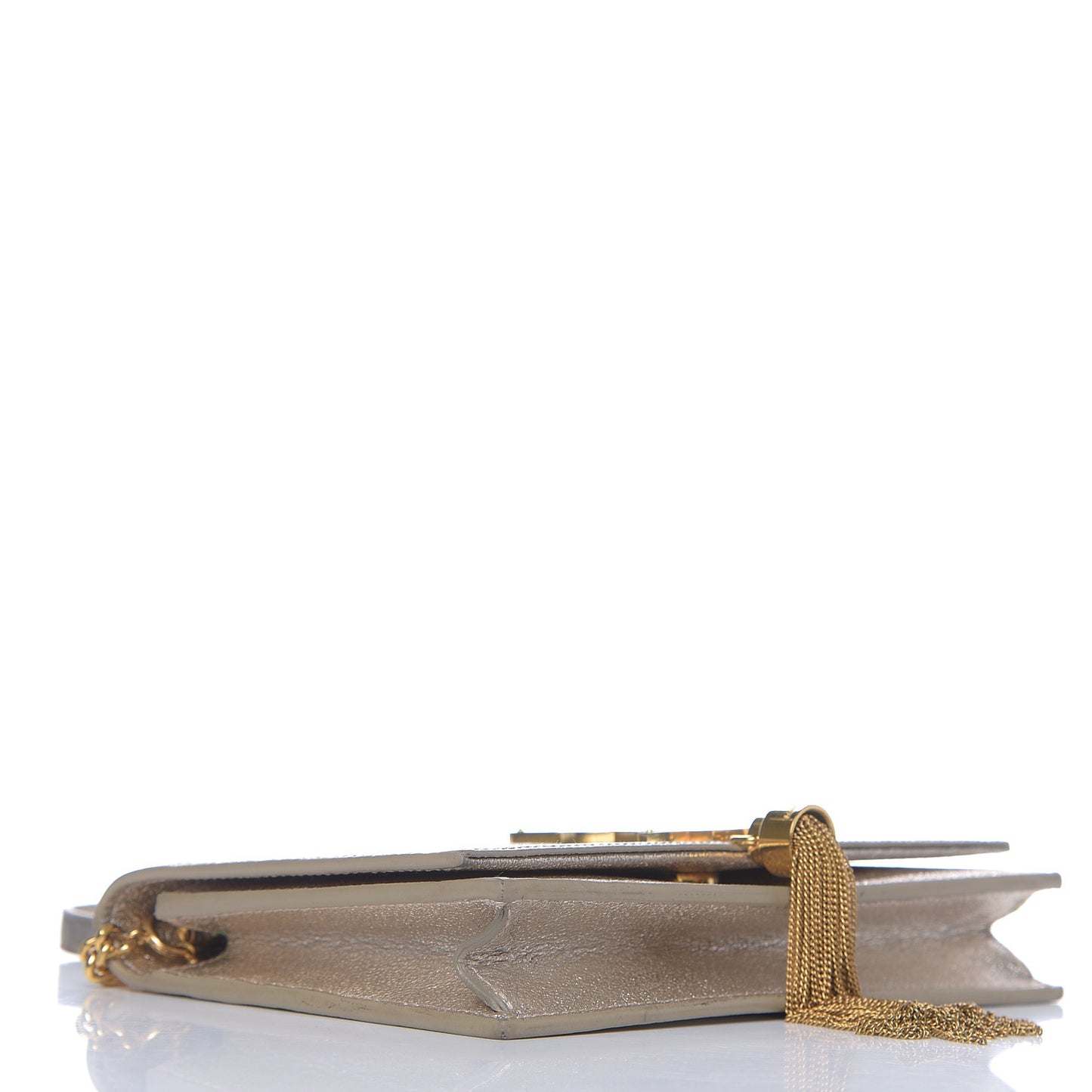 Metallic Calfskin Kate Monogram Tassel Chain Wallet Gold