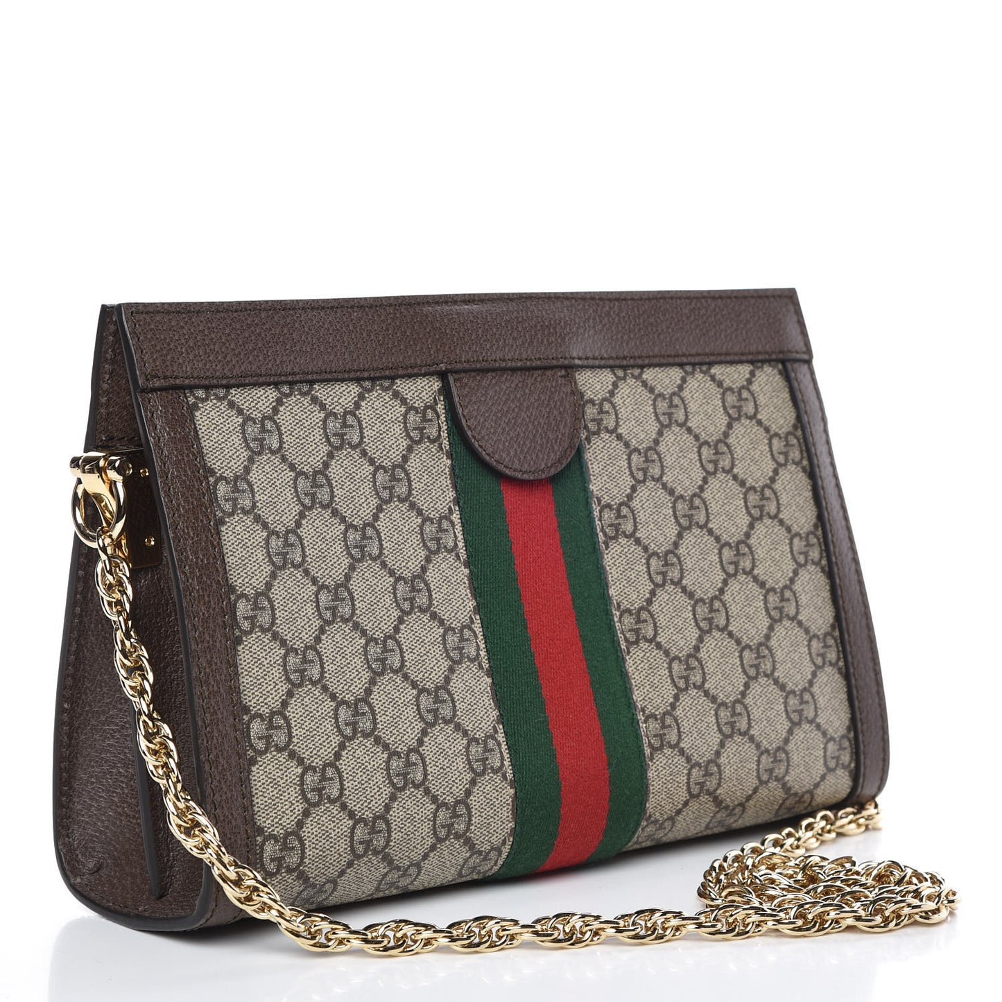 GG Supreme Monogram Web Small Ophidia Chain Shoulder Bag Brown