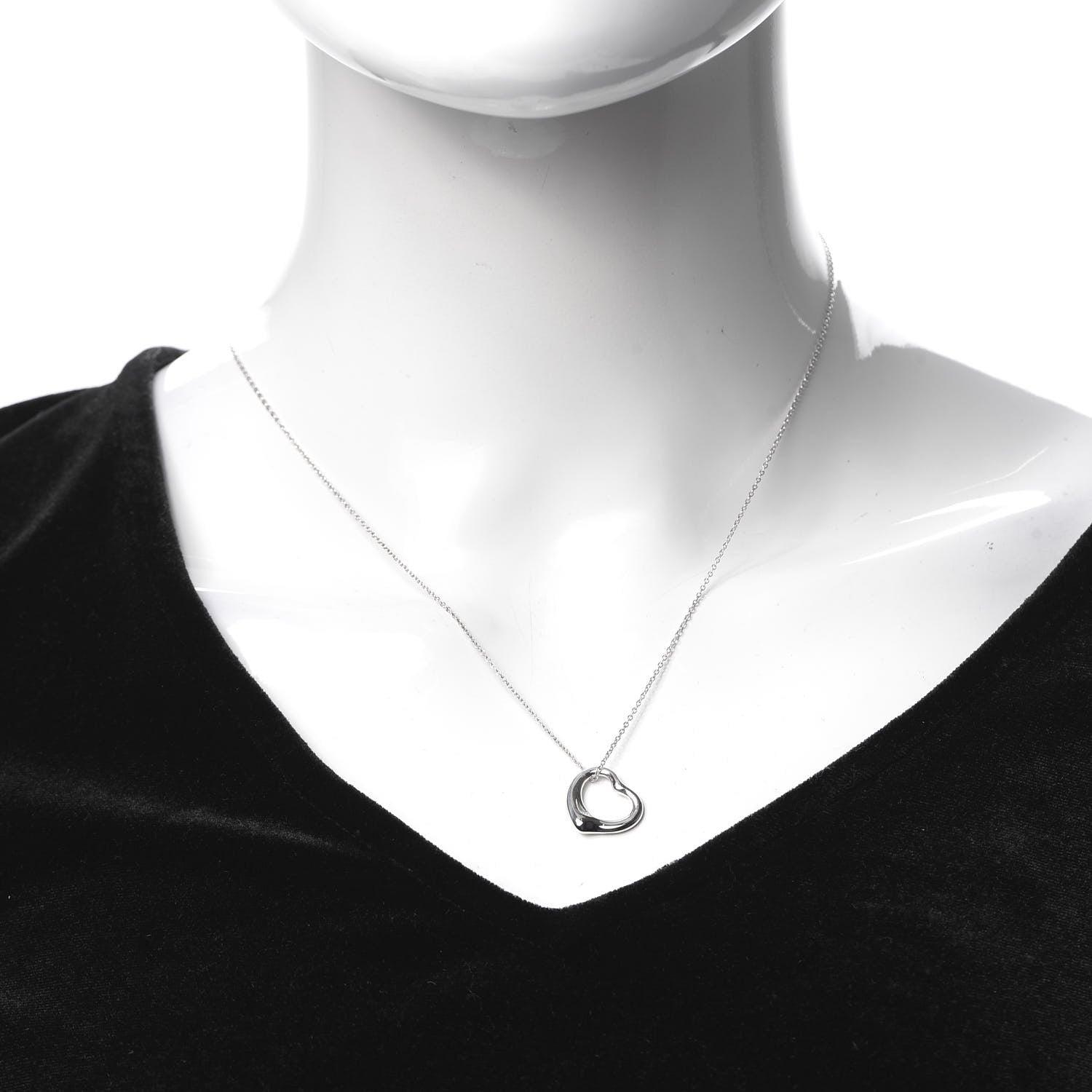 Tiffany Sterling Silver 16mm Elsa Peretti Open Heart Pendant Necklace 2 of 6