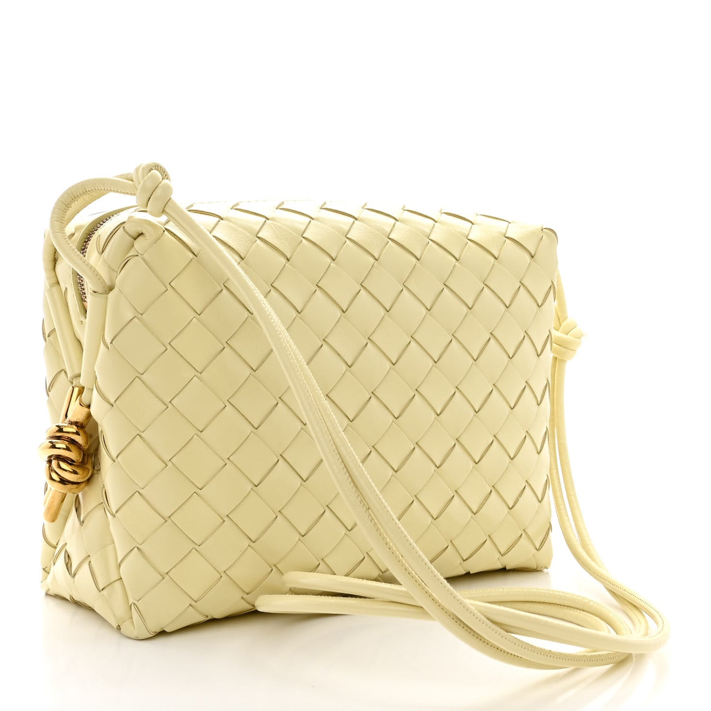 Nappa Intrecciato Metallic Knot Small Loop Crossbody Bag Ice Cream