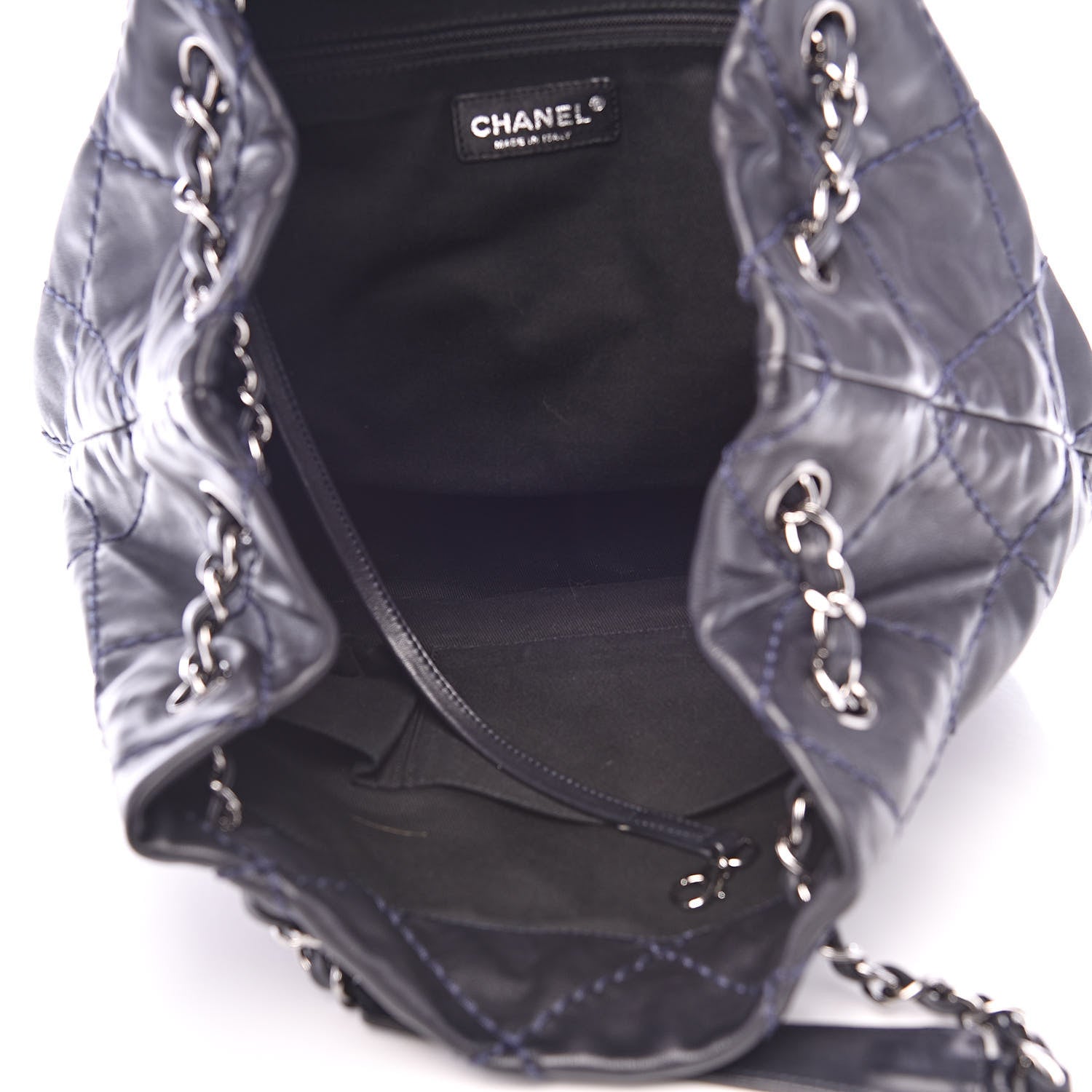 Chanel Lambskin Stitched Expandable Tote Navy 5 of 15