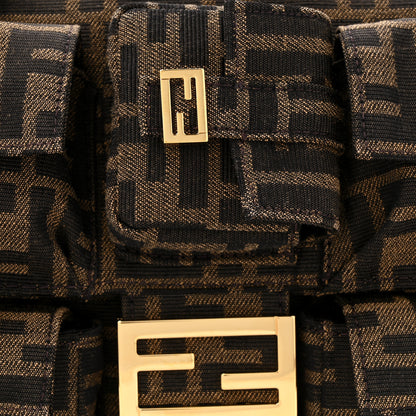 Fendi Fabric Jacquard FF 1974 Multipocket Baguette Tobacco Moro 7 of 9