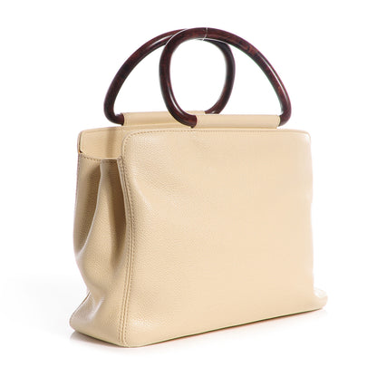 Chanel Caviar Wood Handle Handbag Light Beige 3 of 7