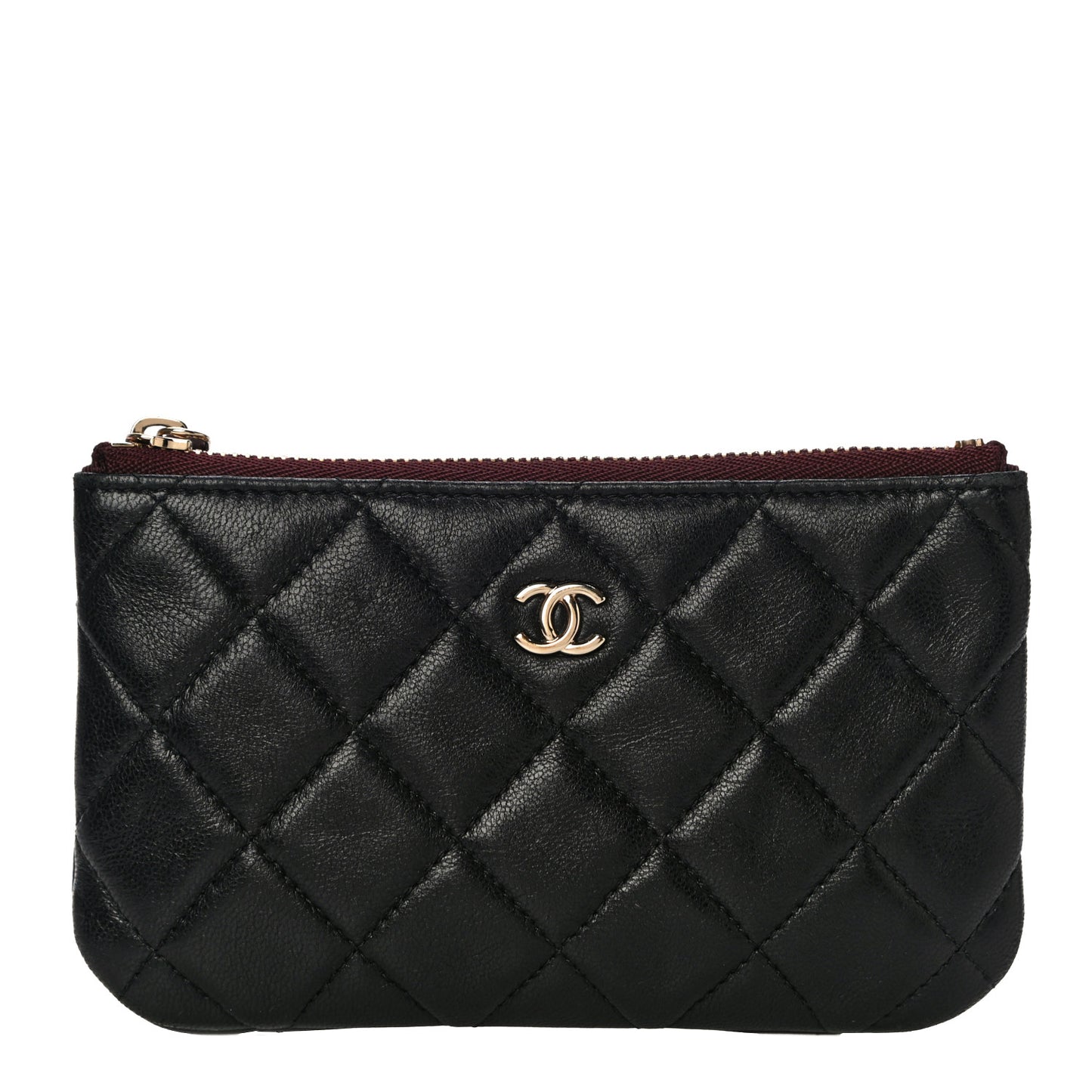 Lambskin Quilted Small Cosmetic Case Black