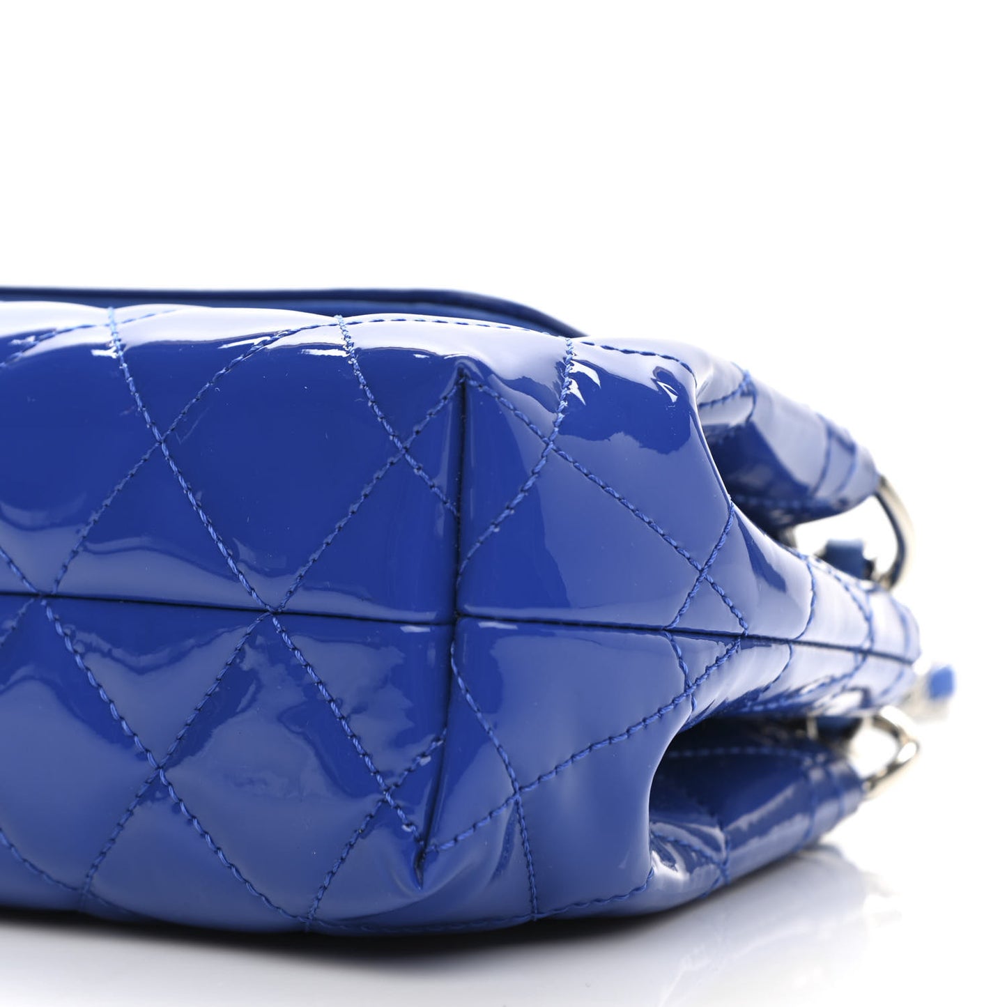 Patent Quilted Medium Coco Shine Accordion Flap Blue