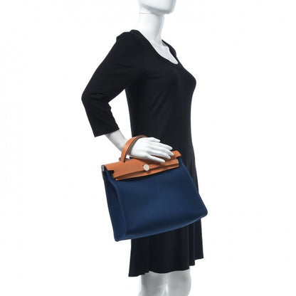 Hermes Vache Hunter Toile Herbag Zip 31 PM Bleu De Malte 3 of 11