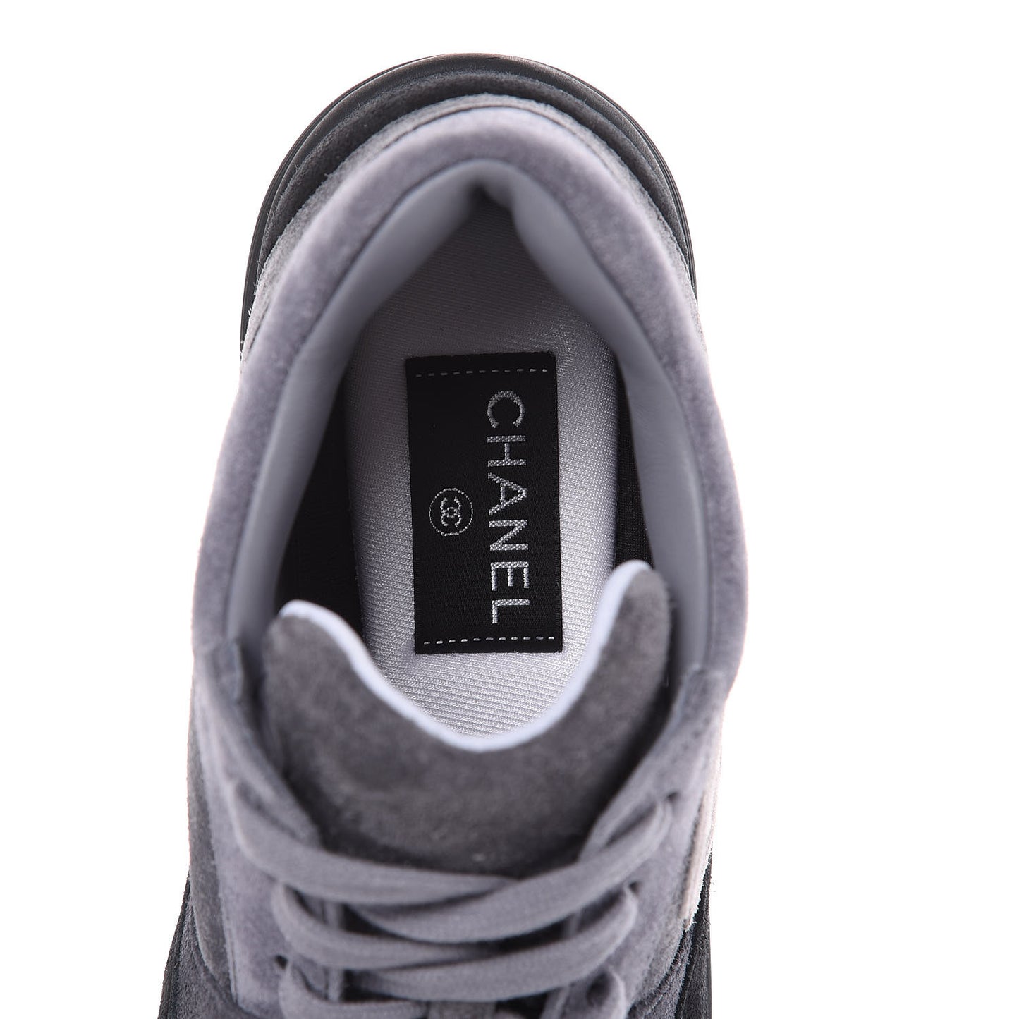 Suede Calfskin Womens CC Sneakers 37 Black Grey