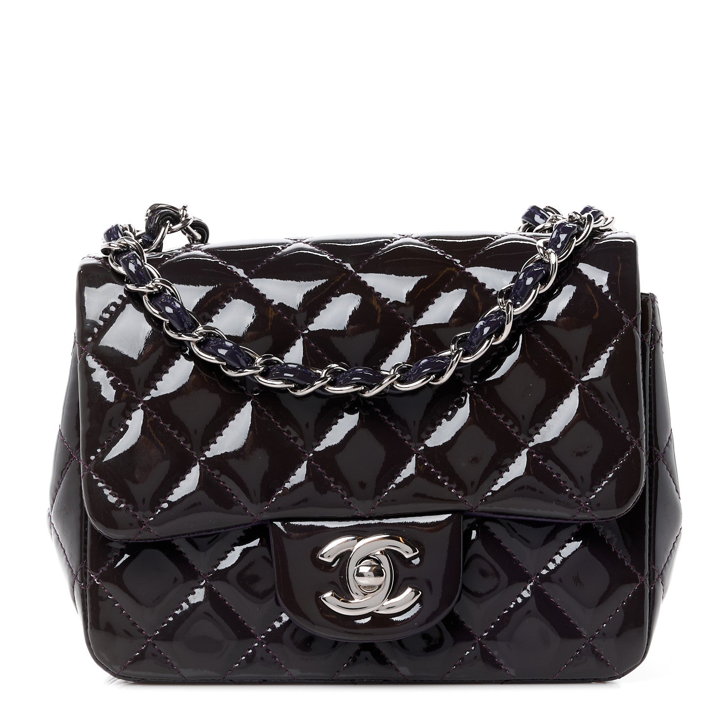 Chanel Patent Calfskin Quilted Mini Square Flap Purple 1 of 13