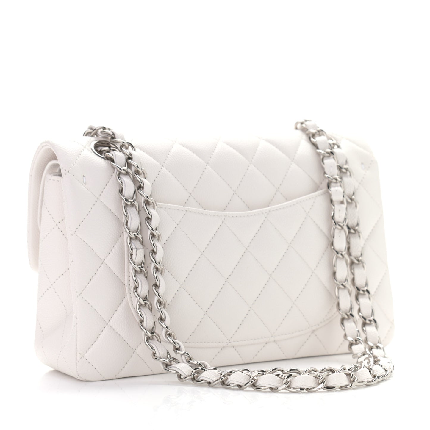 Caviar Quilted Small Double Flap White