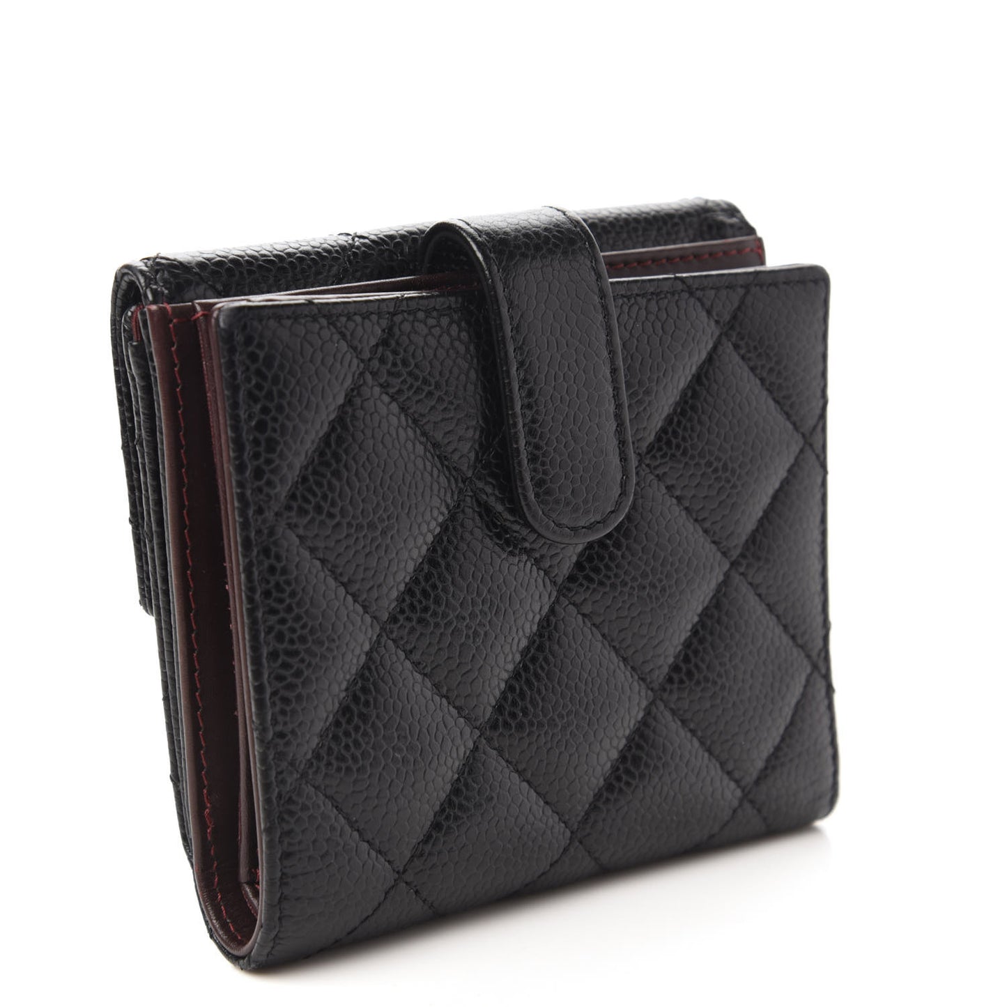 Caviar Quilted Compact French Flap Wallet Black